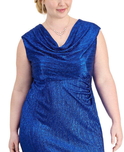 Plus Size Cowlneck Sleeveless Long Dress Royal - 4