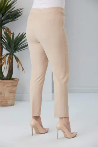 Plus Size Cream Fabric Pants - 3