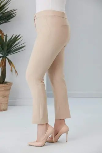 Plus Size Cream Fabric Pants - 2
