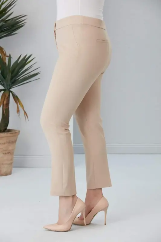 Plus Size Cream Fabric Pants - 2