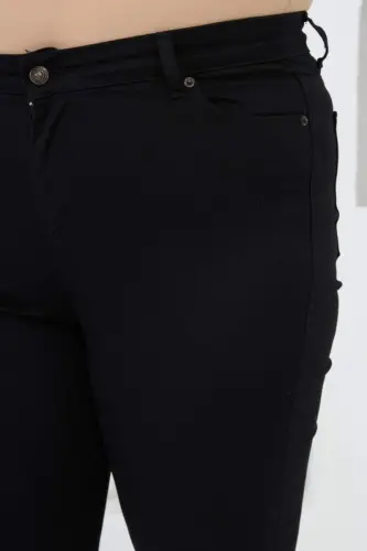 Plus Size Cuff Bottom Black Pants - 3