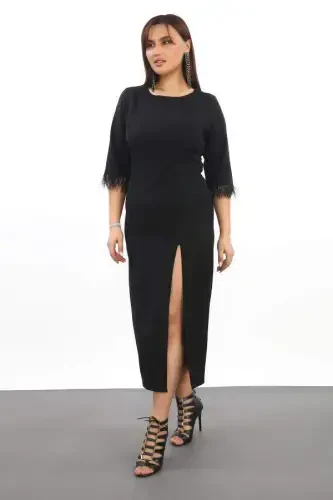 Plus Size Deep Slit Detail Sheath Formal Dress 779 - BÜYÜKBEDENIZ (1)