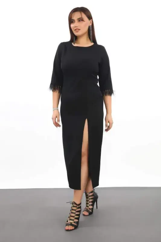 Plus Size Deep Slit Detail Sheath Formal Dress 779 - 2