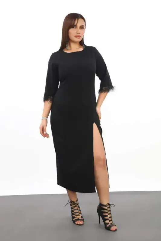 Plus Size Deep Slit Detail Sheath Formal Dress 779 - 6