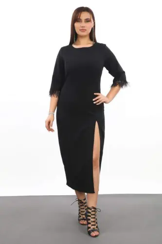 Plus Size Deep Slit Detail Sheath Formal Dress 779 - 1