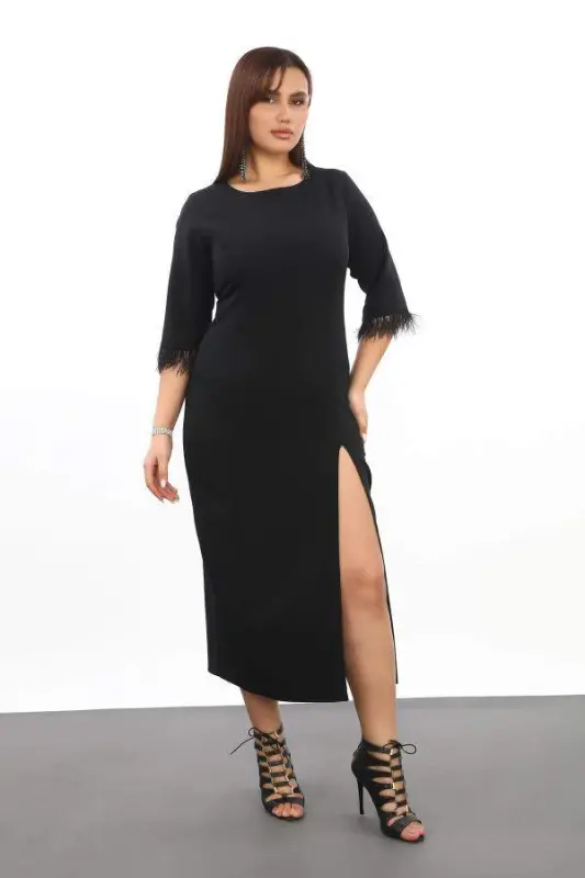 Plus Size Deep Slit Detail Sheath Formal Dress 779 - 5