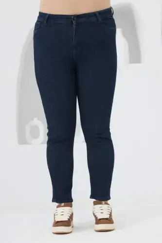 Plus Size Denim Jeans Dark Navy Blue - 1