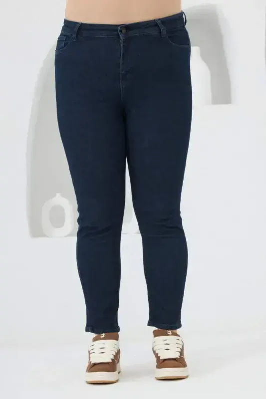 Plus Size Denim Jeans Dark Navy Blue - 1