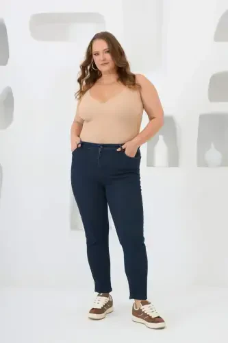 Plus Size Denim Jeans Dark Navy Blue - 4