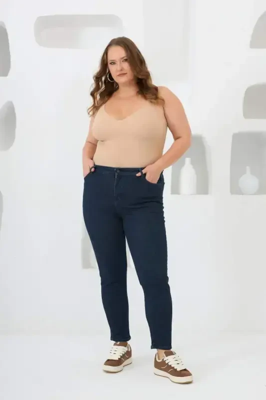 Plus Size Denim Jeans Dark Navy Blue - 4