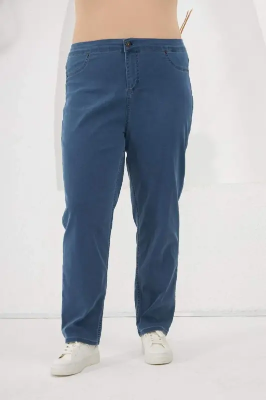Plus Size Denim Jeans Medium Blue - BÜYÜKBEDENIZ