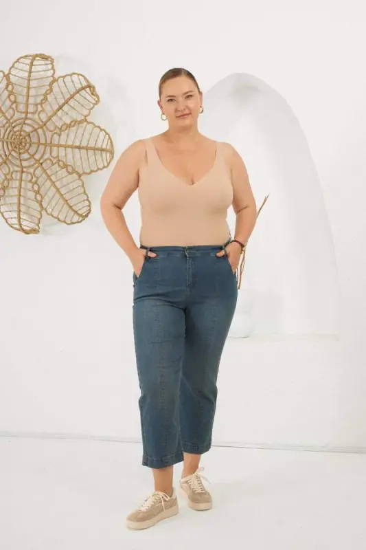 Plus Size Denim Pants Kim Blue - BÜYÜKBEDENIZ