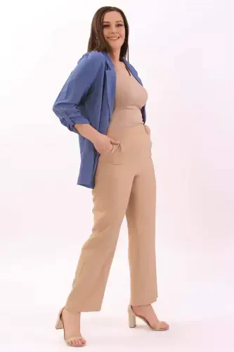 Plus Size Double-Breasted Indigo Jacket - 3