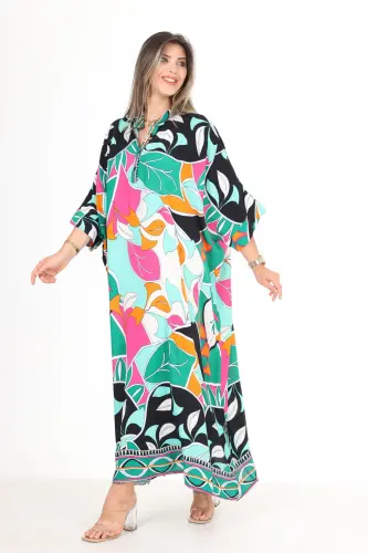 Plus size dress with pink floral print for women - 1