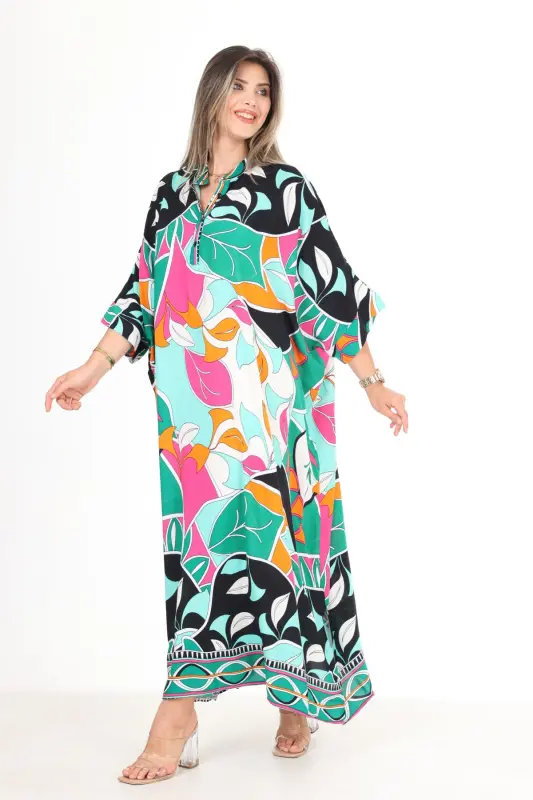 Plus size dress with pink floral print for women - 1