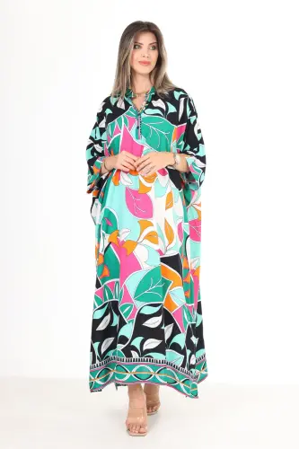 Plus size dress with pink floral print for women - ECEYAMAN MODA (1)