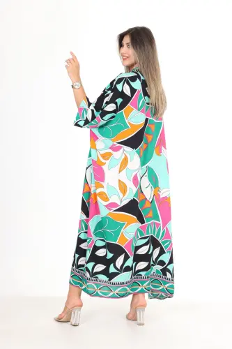 Plus size dress with pink floral print for women - 4