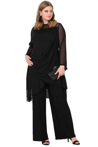Plus Size Dressy Pants Tunic Set KL7894 - 1