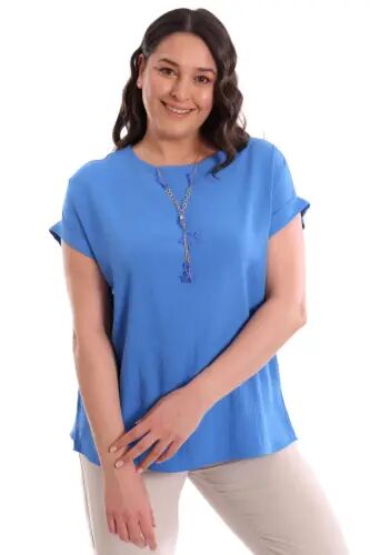 Plus Size Drop Shoulder Basic Indigo Blouse - 3