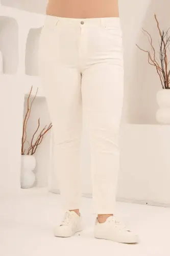 Plus Size Ecru Denim Jeans - 1