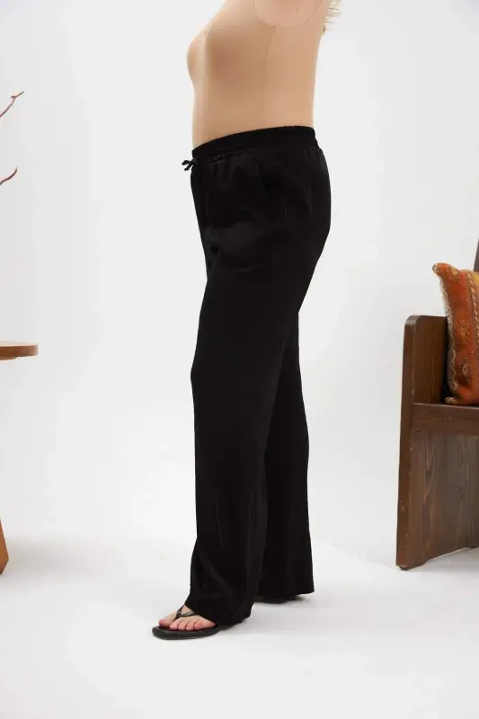 Plus Size Elastic Waist Black Pants - 2
