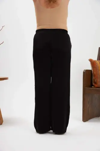 Plus Size Elastic Waist Black Pants - 4