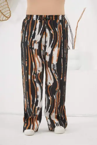 Plus Size Elastic Waist Black Trousers - BÜYÜKBEDENIZ (1)