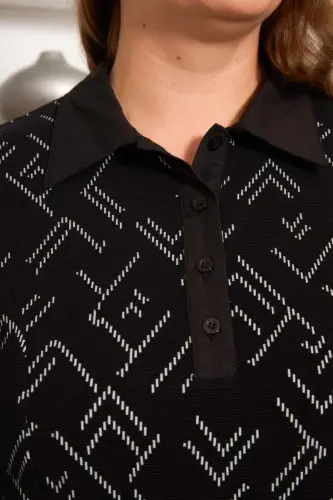 Plus Size Embellished Blouse Black - 5