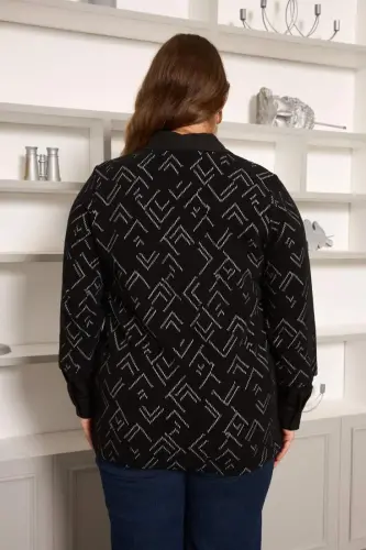 Plus Size Embellished Blouse Black - 6