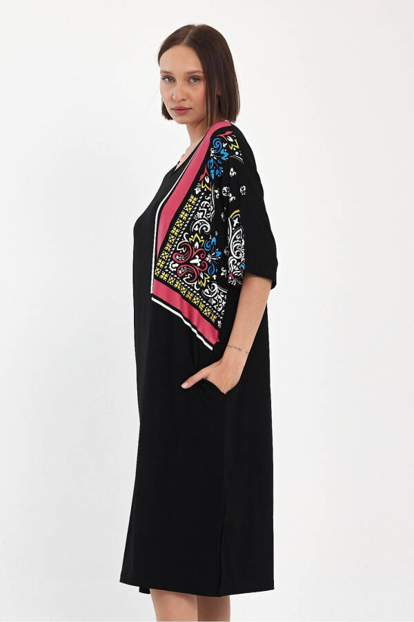 Plus Size Ethnic Truvakar Batwing Sleeve Classic Viscose Dress with Patterned Shoulders - 2