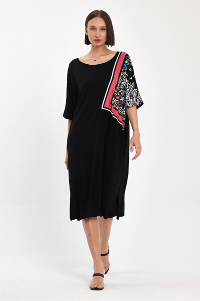 Plus Size Ethnic Truvakar Batwing Sleeve Classic Viscose Dress with Patterned Shoulders - TUSSE
