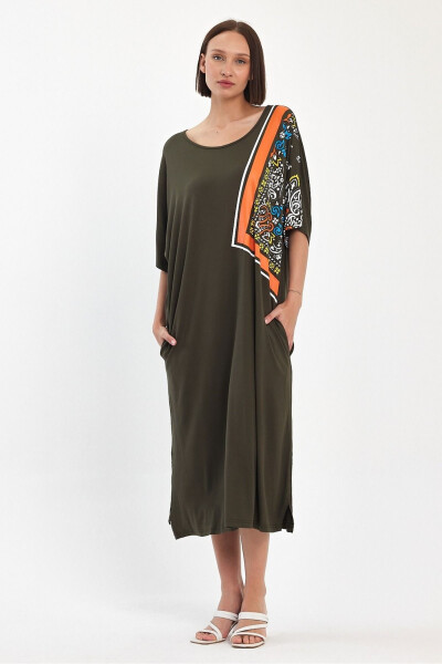 Plus Size Ethnic Truvakar Batwing Sleeve Classic Viscose Dress with Shoulder Pattern - 2