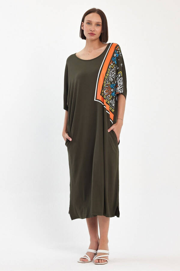 Plus Size Ethnic Truvakar Batwing Sleeve Classic Viscose Dress with Shoulder Pattern - 2