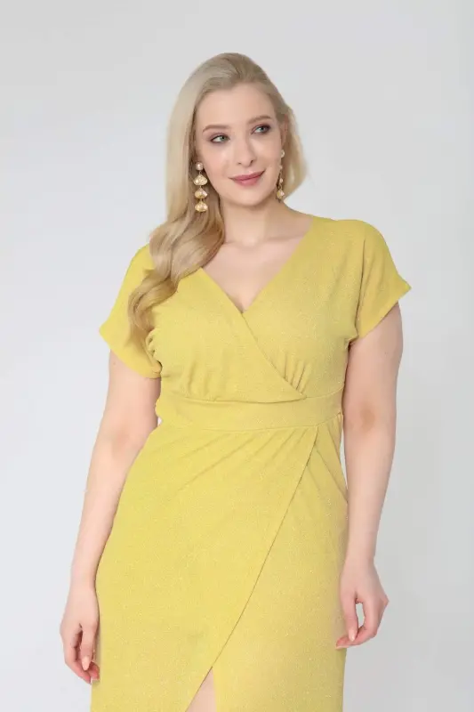 Plus Size Evening Dress Long Glittery Lined Evening Dress with Front Slit 397 - 2