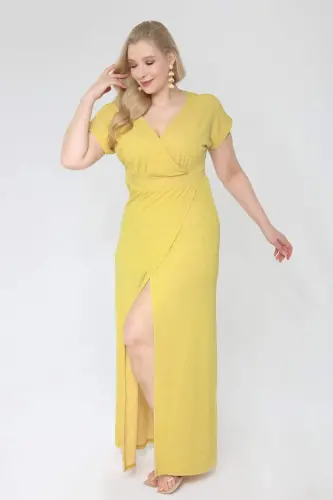 Plus Size Evening Dress Long Glittery Lined Evening Dress with Front Slit 397 - 3