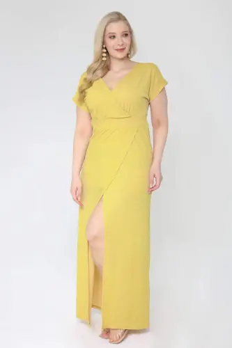 Plus Size Evening Dress Long Glittery Lined Evening Dress with Front Slit 397 - 5