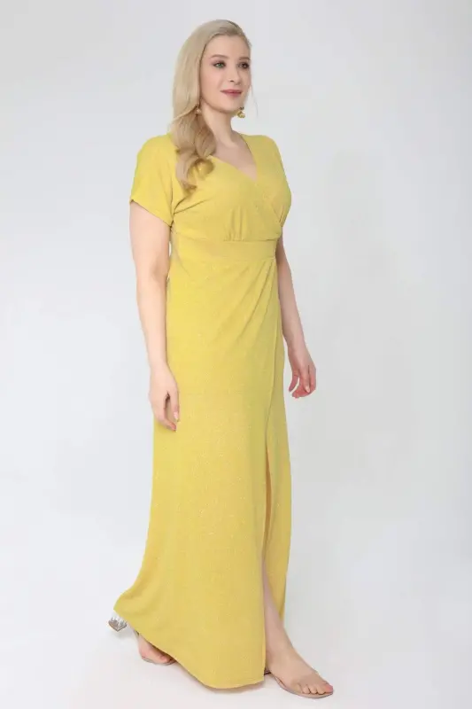 Plus Size Evening Dress Long Glittery Lined Evening Dress with Front Slit 397 - 6