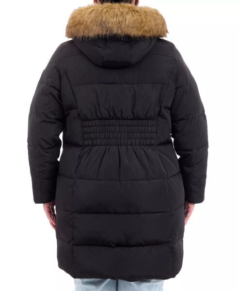 Plus Size Faux-Fur-Trim Hooded Puffer Coat, Created for Modazone Black - 2