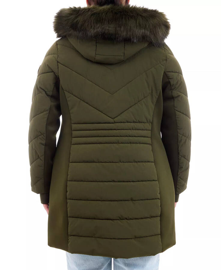 Plus Size Faux-Fur-Trim Hooded Puffer Coat, Created for Modazone Olive - 2