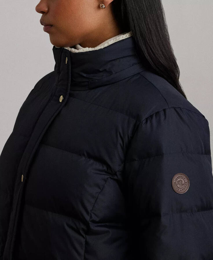 Plus Size Faux-Fur-Trim Hooded Puffer Coat, Dk Navy - 3