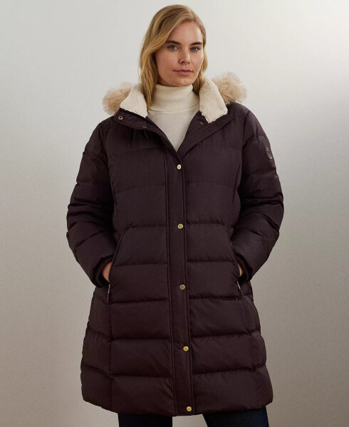 Plus Size Faux-Fur-Trim Hooded Puffer Coat Pinot Noir - 1