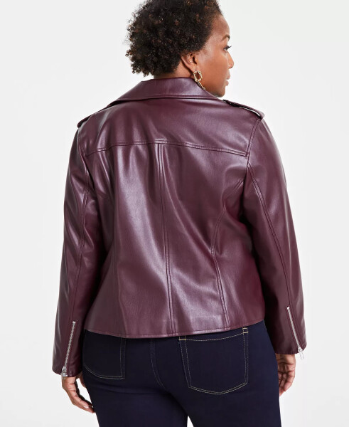 Plus Size Faux-Leather Moto Jacket, Created for Modazone Port - 3