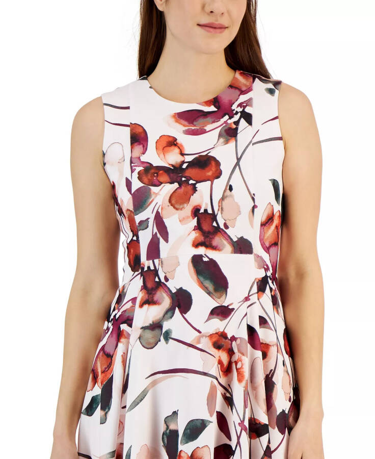 Plus Size Floral-Print Fit & Flare Dress Blush Multi - 2