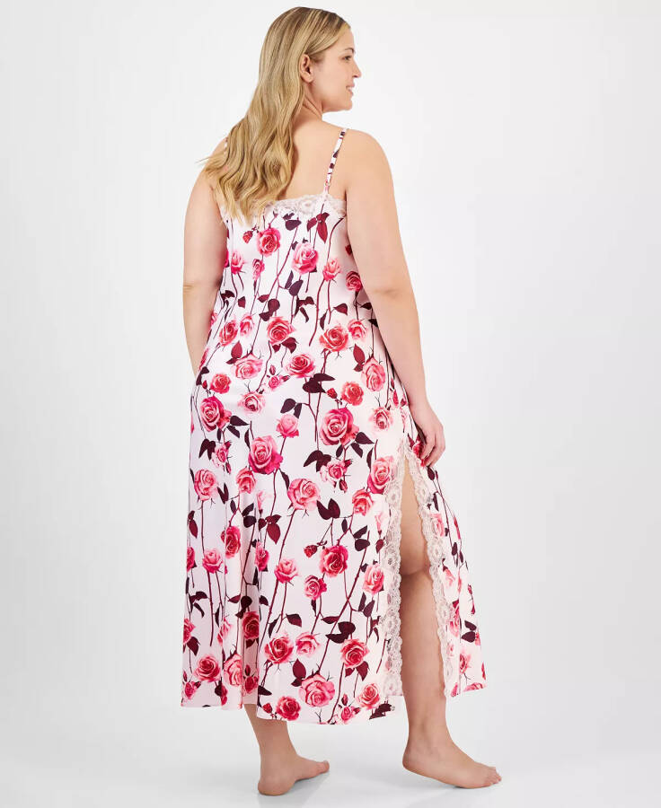 Plus Size Floral Satin Nightgown, Exclusively at Modazone Falling Roses - 2