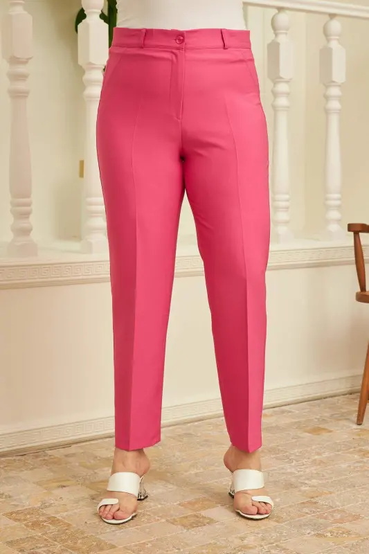 Plus Size Fuchsia Fabric Pants - 6
