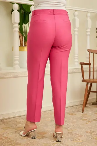 Plus Size Fuchsia Fabric Pants - BÜYÜKBEDENIZ (1)