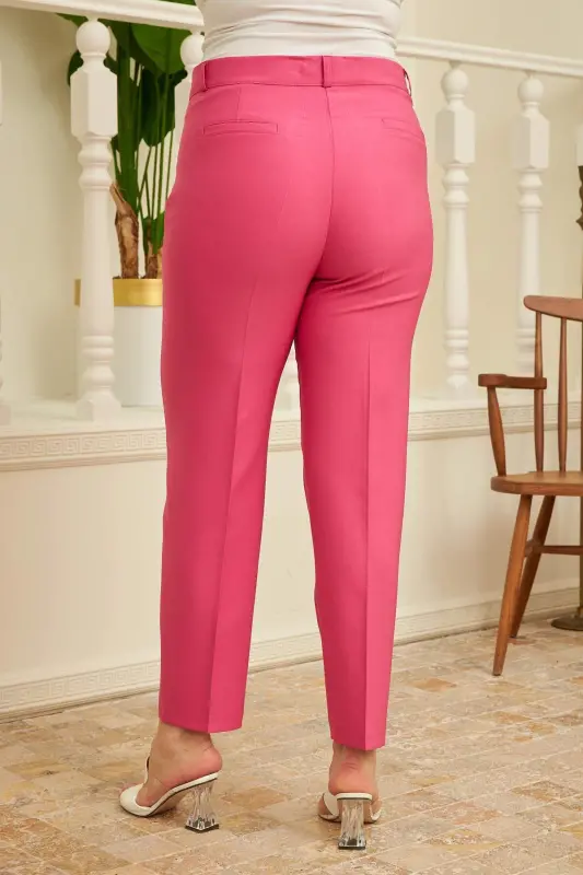 Plus Size Fuchsia Fabric Pants - 2