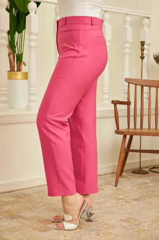 Plus Size Fuchsia Fabric Pants - 3