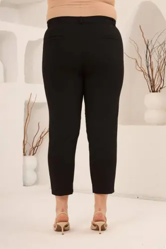 Plus Size Gabardine Pants Black with Slit Detail - 4