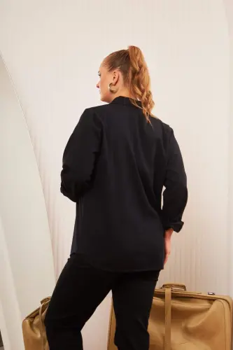 Plus Size Gabardine Shirt Black - 6